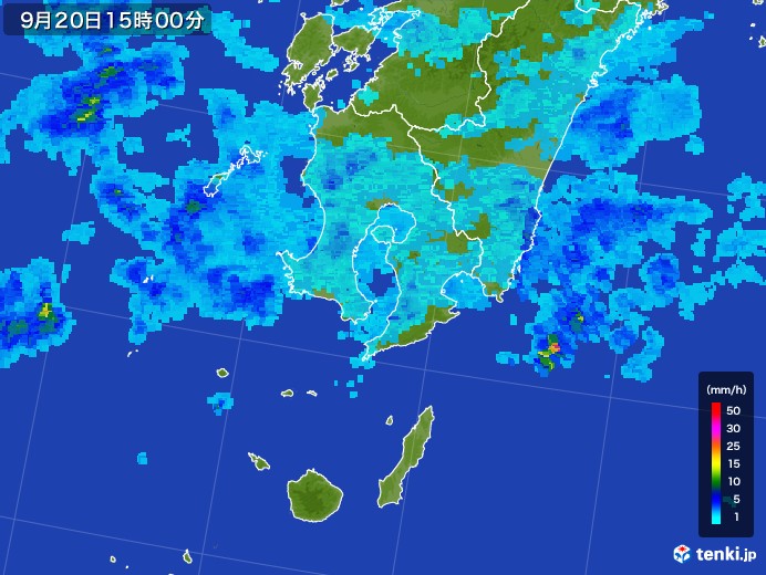 鹿児島県の雨雲レーダー(2017年09月20日)