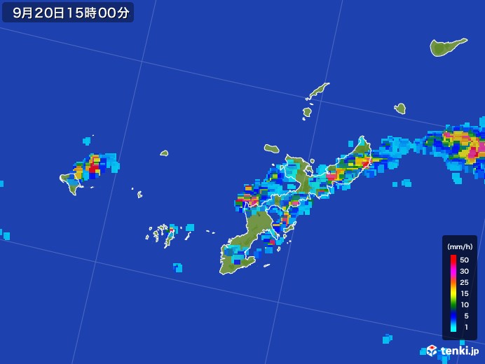 沖縄県の雨雲レーダー(2017年09月20日)