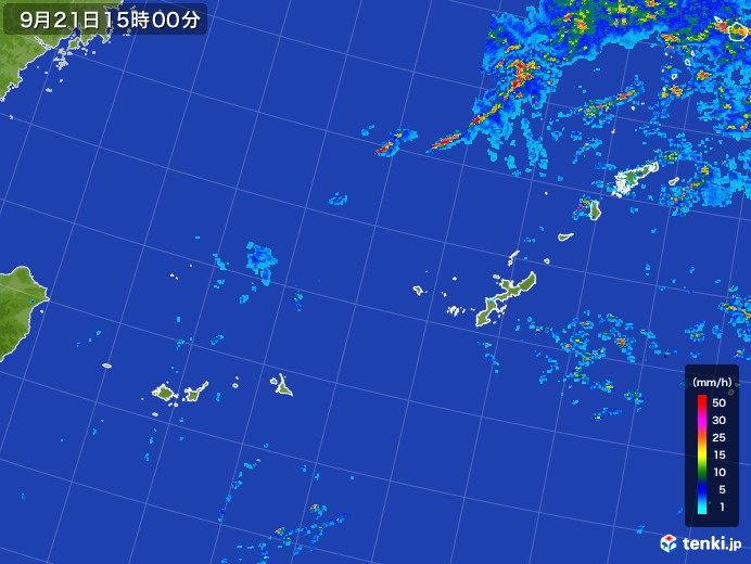 沖縄地方の雨雲レーダー(2017年09月21日)