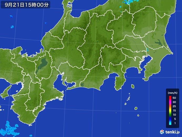 東海地方の雨雲レーダー(2017年09月21日)
