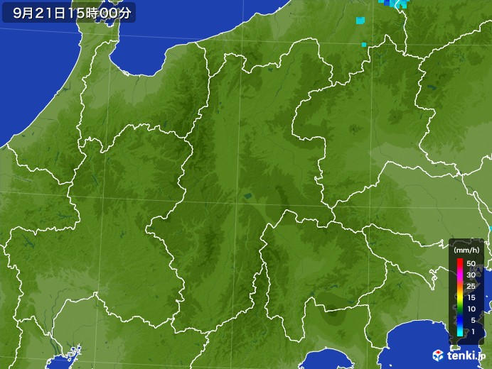 長野県の雨雲レーダー(2017年09月21日)