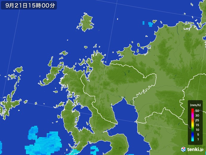佐賀県の雨雲レーダー(2017年09月21日)