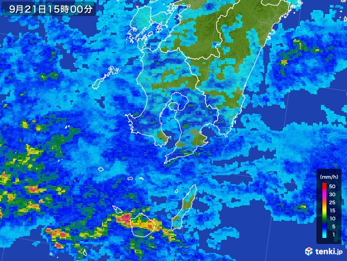 鹿児島県の雨雲レーダー(2017年09月21日)