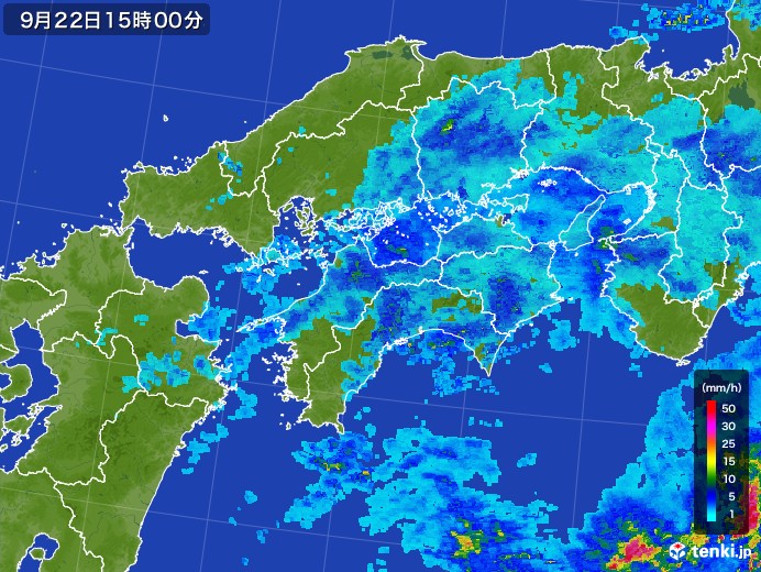 四国地方の雨雲レーダー(2017年09月22日)