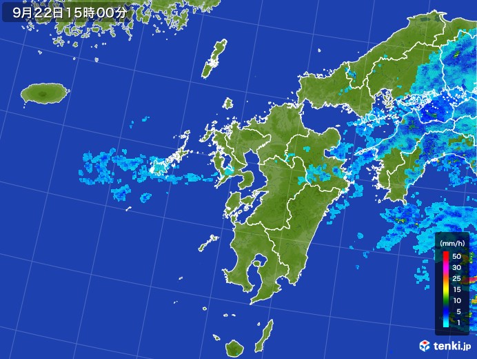 九州地方の雨雲レーダー(2017年09月22日)