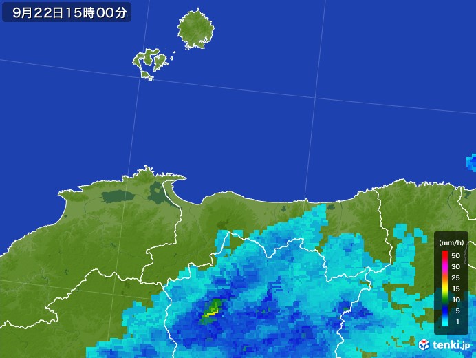 鳥取県の雨雲レーダー(2017年09月22日)