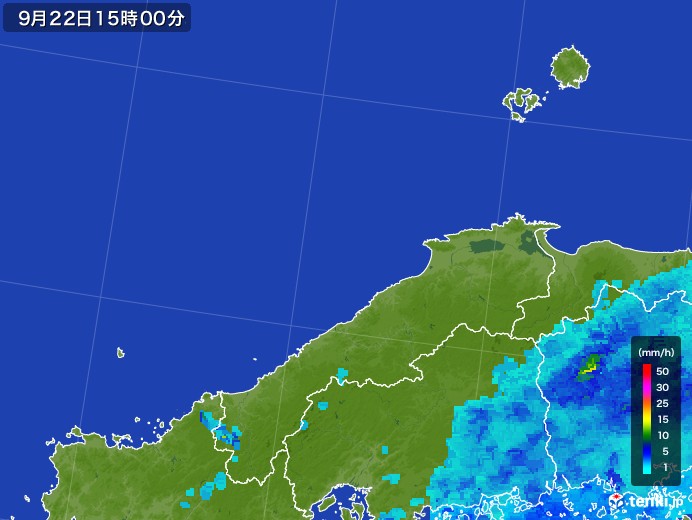 島根県の雨雲レーダー(2017年09月22日)