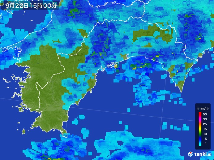 高知県の雨雲レーダー(2017年09月22日)