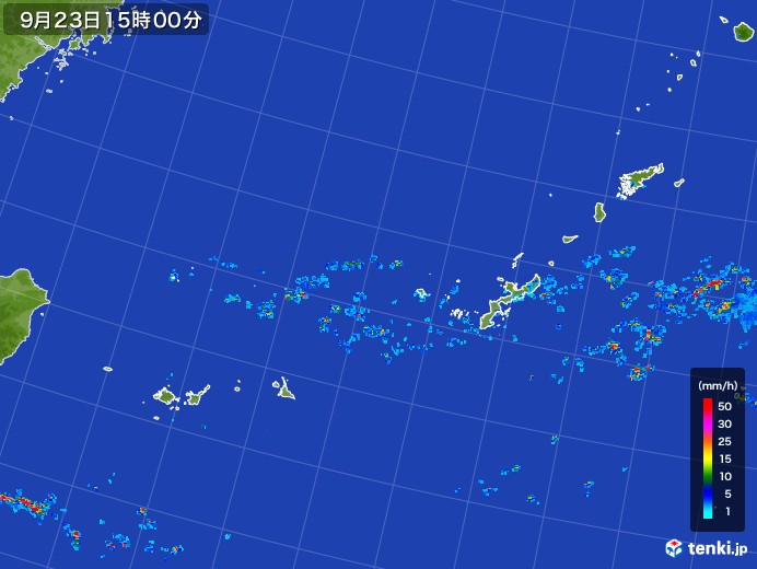 沖縄地方の雨雲レーダー(2017年09月23日)