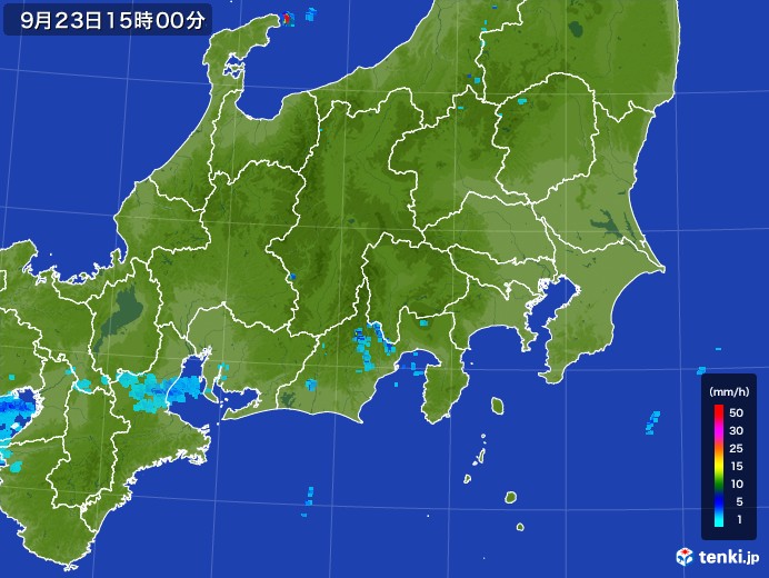 関東・甲信地方の雨雲レーダー(2017年09月23日)