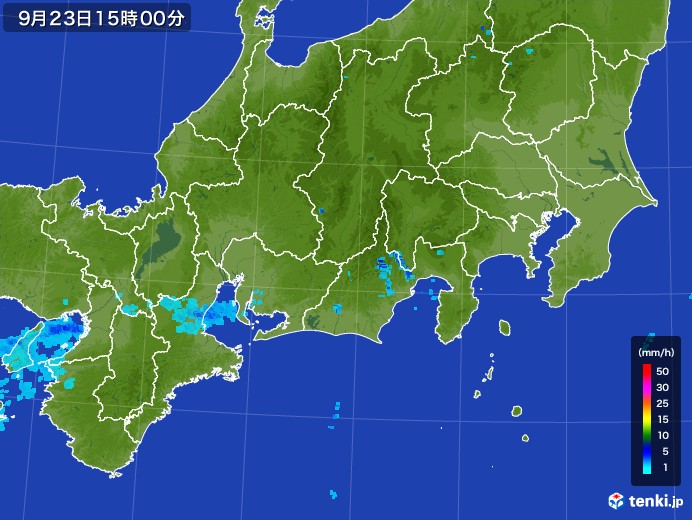 東海地方の雨雲レーダー(2017年09月23日)