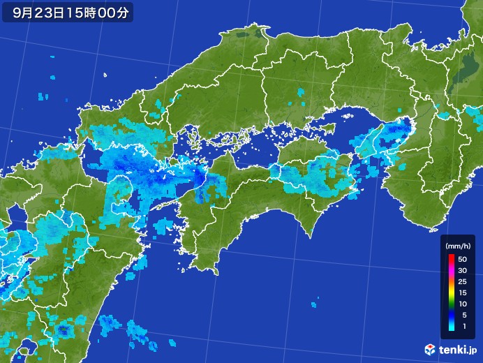 四国地方の雨雲レーダー(2017年09月23日)
