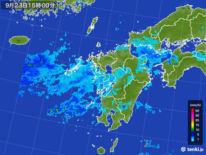 九州地方の雨雲レーダー(2017年09月23日)