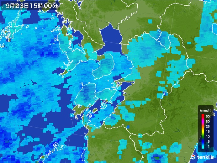 熊本県の雨雲レーダー(2017年09月23日)