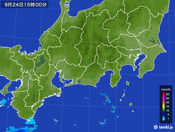 東海地方の雨雲レーダー(2017年09月24日)