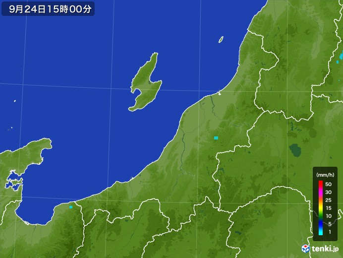 新潟県の雨雲レーダー(2017年09月24日)