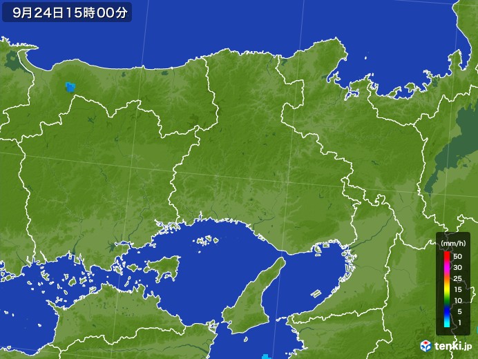 兵庫県の雨雲レーダー(2017年09月24日)