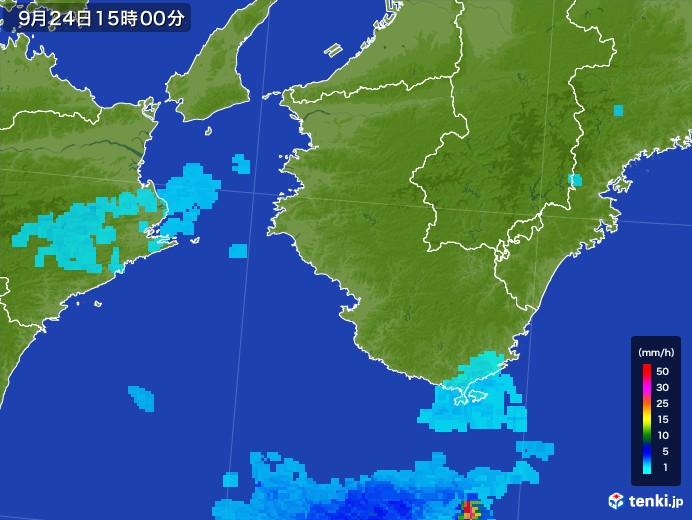 和歌山県の雨雲レーダー(2017年09月24日)