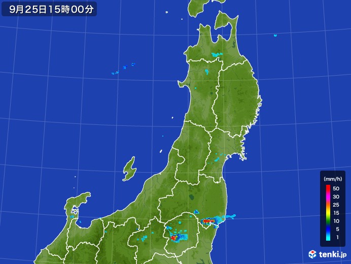 東北地方の雨雲レーダー(2017年09月25日)