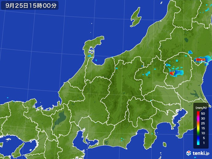 北陸地方の雨雲レーダー(2017年09月25日)