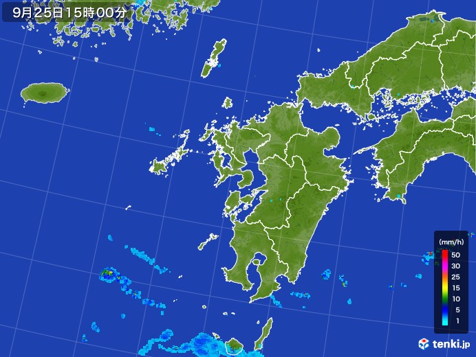 九州地方の雨雲レーダー(2017年09月25日)