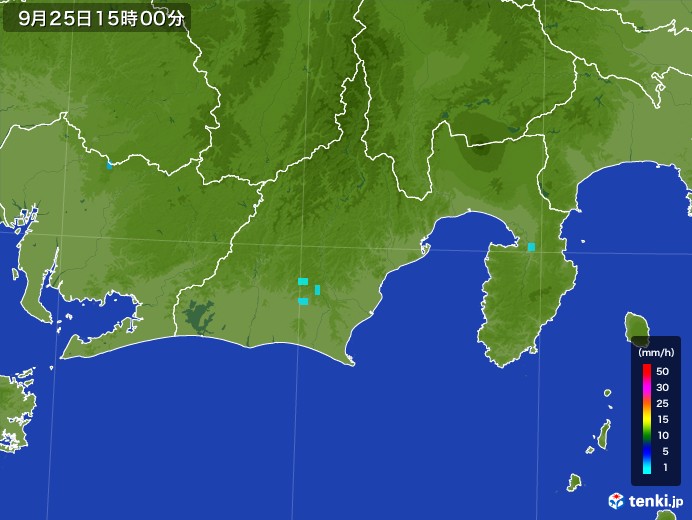 静岡県の雨雲レーダー(2017年09月25日)
