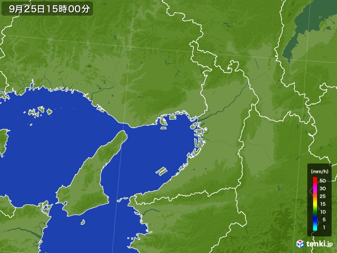 大阪府の雨雲レーダー(2017年09月25日)
