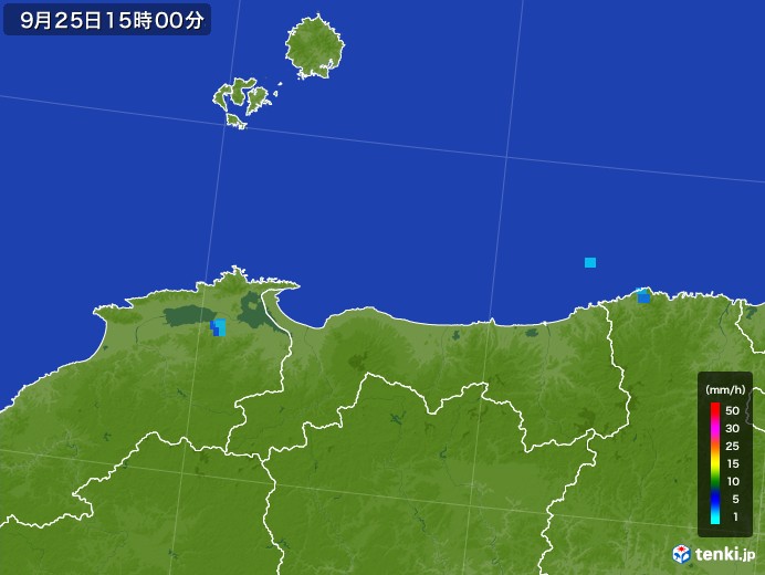 鳥取県の雨雲レーダー(2017年09月25日)