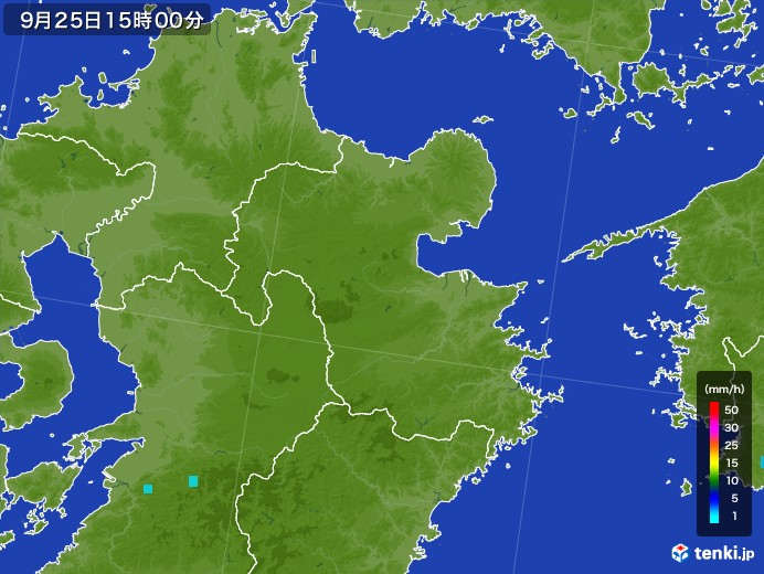 大分県の雨雲レーダー(2017年09月25日)