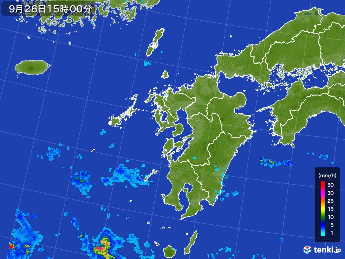 九州地方の雨雲レーダー(2017年09月26日)