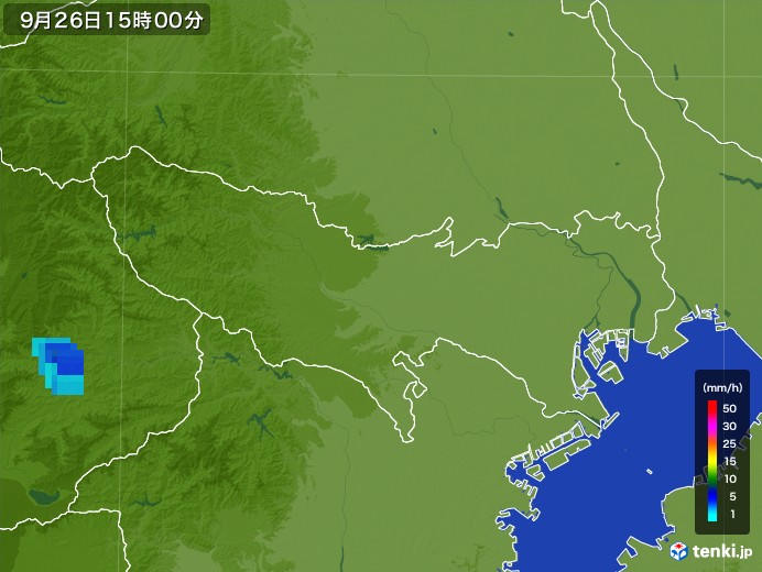 東京都の雨雲レーダー(2017年09月26日)
