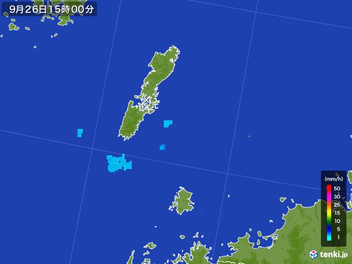 壱岐・対馬(長崎県)の雨雲レーダー(2017年09月26日)