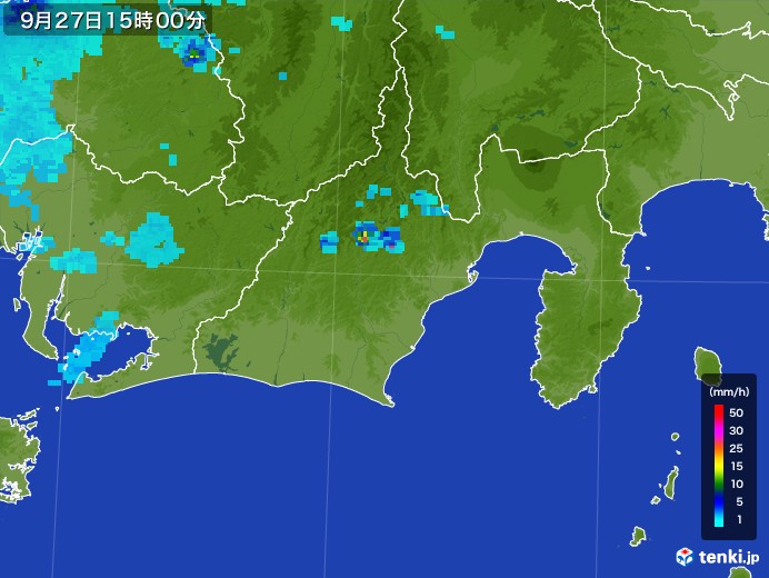 静岡県の雨雲レーダー(2017年09月27日)