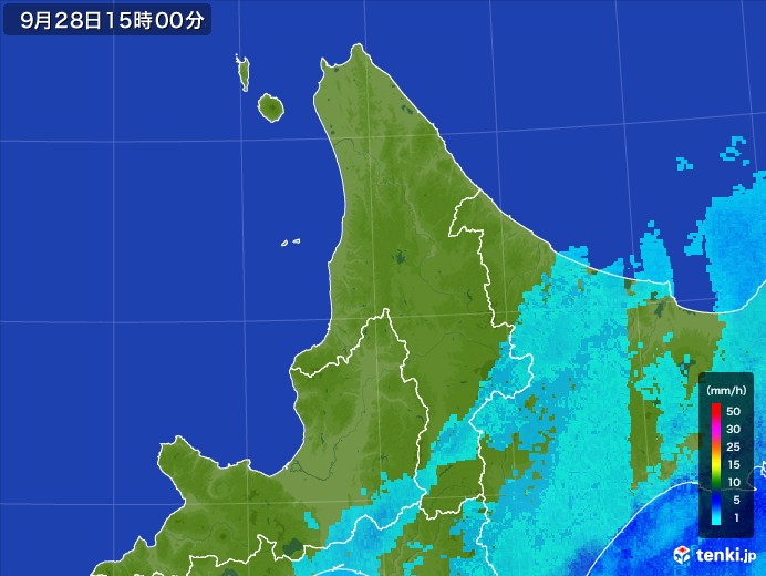 道北の雨雲レーダー(2017年09月28日)