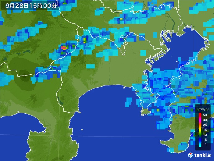 神奈川県の雨雲レーダー(2017年09月28日)