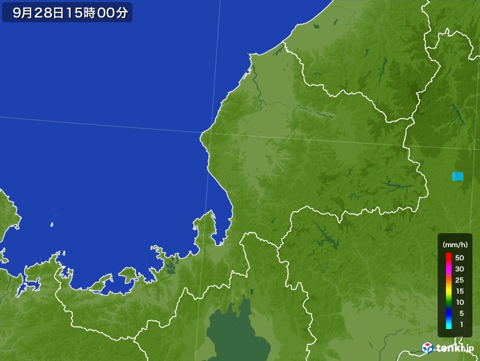 福井県の雨雲レーダー(2017年09月28日)