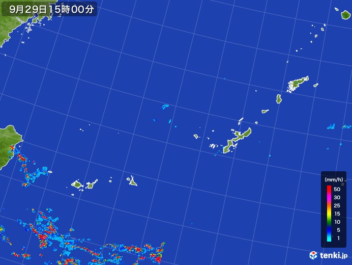 沖縄地方の雨雲レーダー(2017年09月29日)