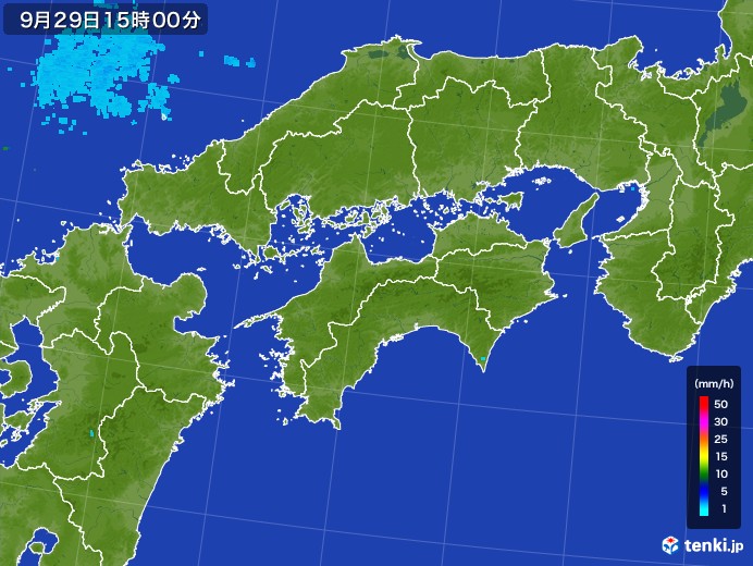 四国地方の雨雲レーダー(2017年09月29日)