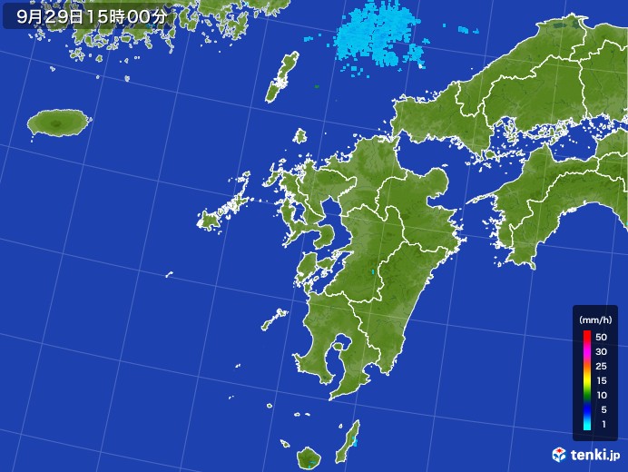 九州地方の雨雲レーダー(2017年09月29日)