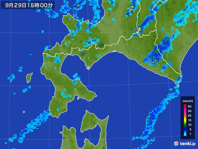 道南の雨雲レーダー(2017年09月29日)
