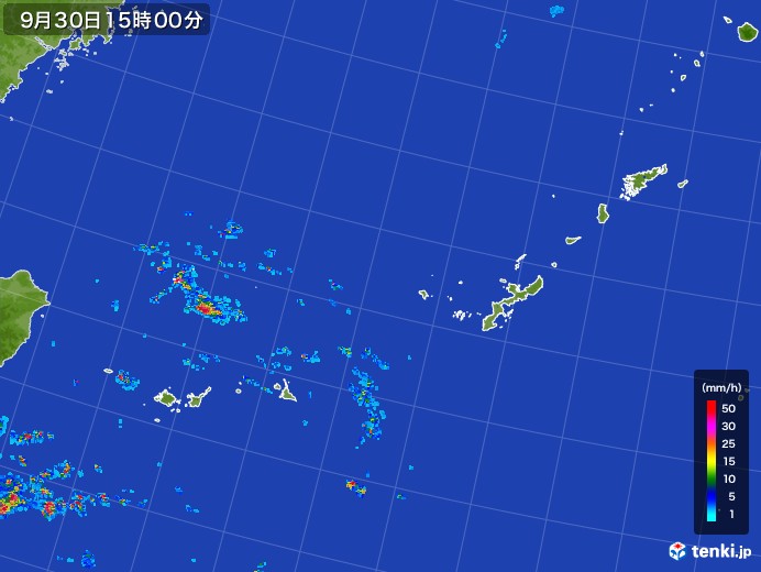 沖縄地方の雨雲レーダー(2017年09月30日)
