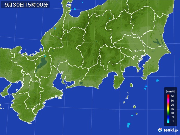 東海地方の雨雲レーダー(2017年09月30日)