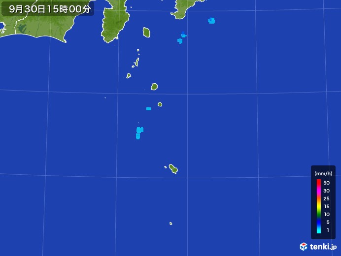 伊豆諸島(東京都)の雨雲レーダー(2017年09月30日)
