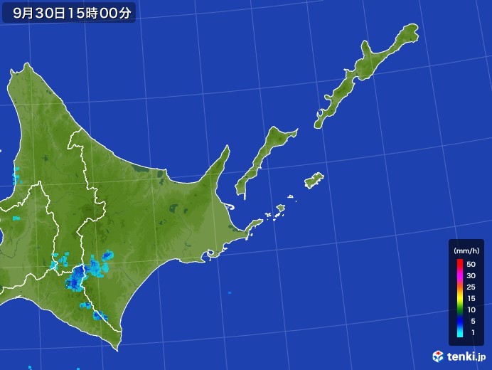 道東の雨雲レーダー(2017年09月30日)