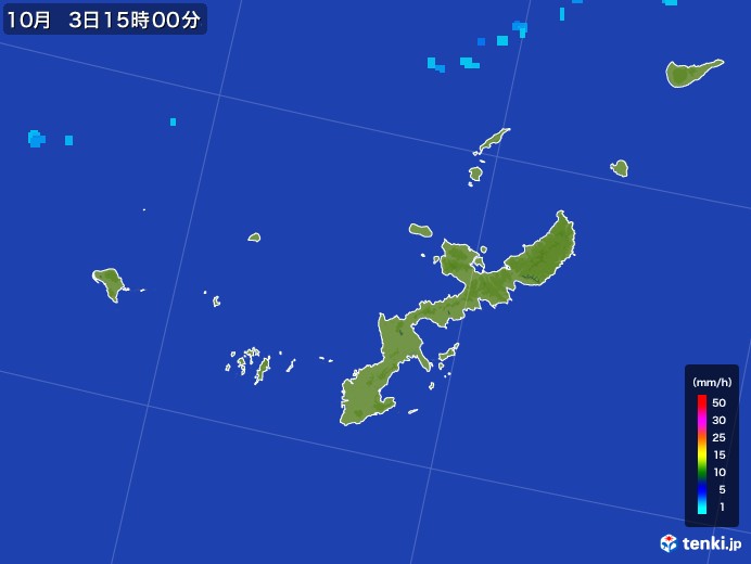 沖縄県の雨雲レーダー(2017年10月03日)