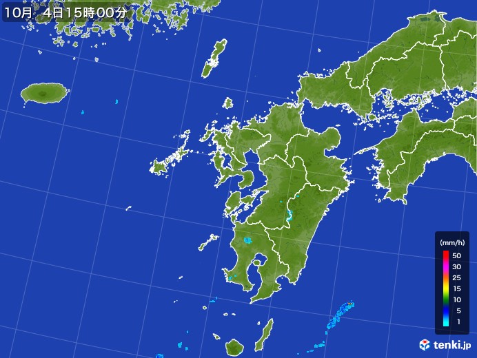 九州地方の雨雲レーダー(2017年10月04日)