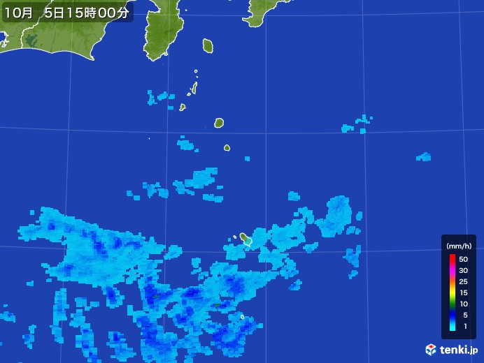 伊豆諸島(東京都)の雨雲レーダー(2017年10月05日)