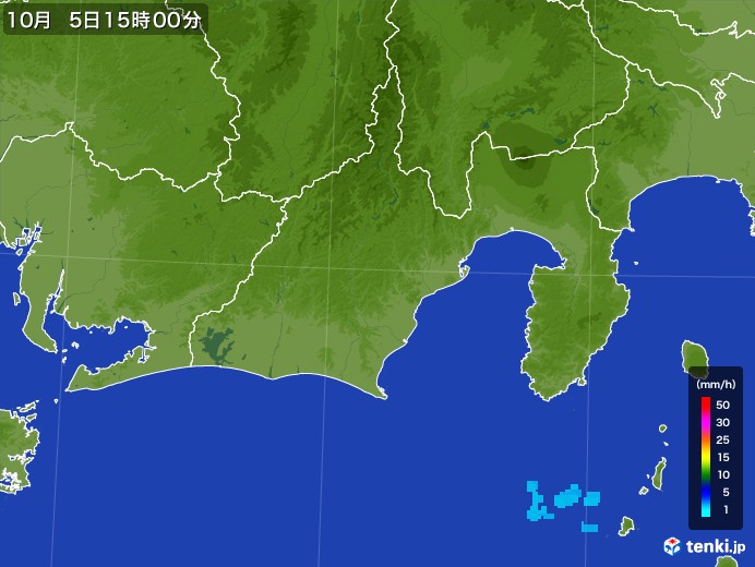 静岡県の雨雲レーダー(2017年10月05日)