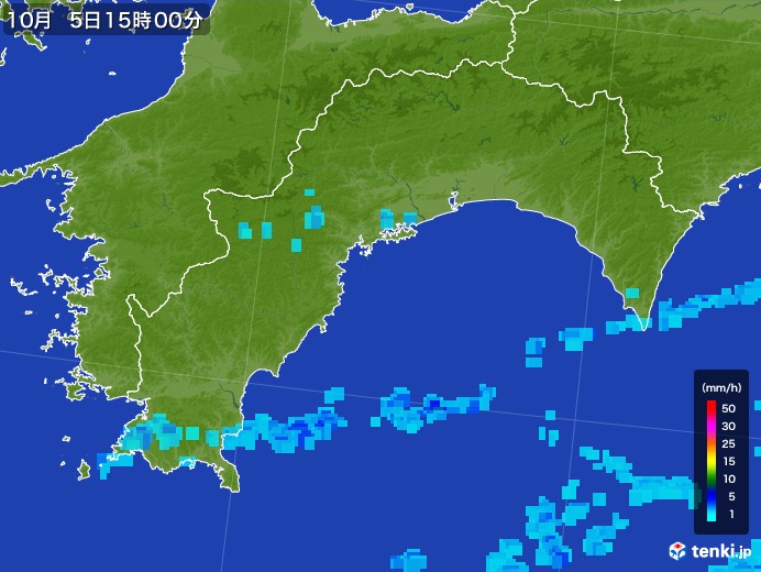 高知県の雨雲レーダー(2017年10月05日)
