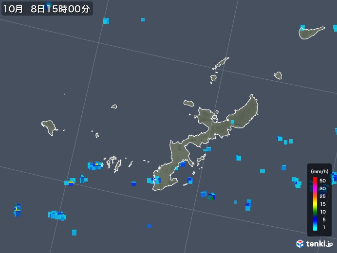 沖縄県の雨雲レーダー(2017年10月08日)